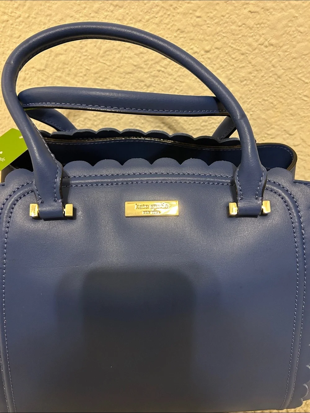 NWT kate spade cobalt blue scalloped top-handle satchel